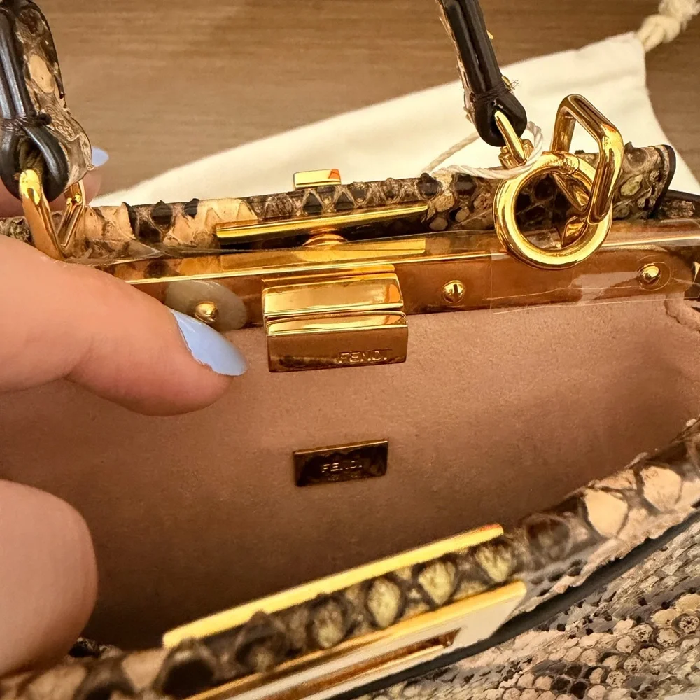 Multi-color FENDI Micro Python Peekaboo GHW Crossbody Shoulder Bag - Picture 10 of 13